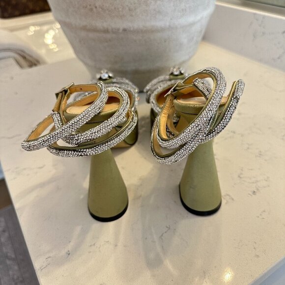 MACH & MACH Double Bow Satin Platform Pump in Pistachio Size 8US / 38EU - Picture 9 of 14